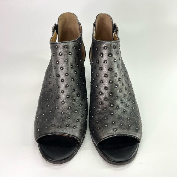 Lucky Brand Barimo Open Toe Studded Leather Booties 7.5 Metallic Grey - Picture 5 of 16